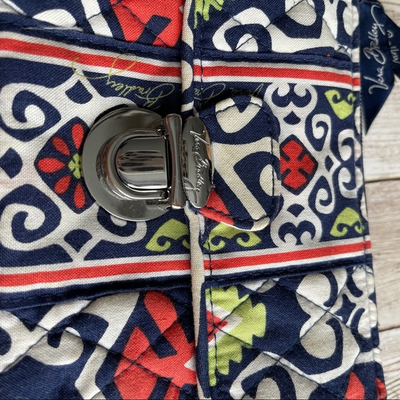 VERA BRADLEY BLUE ORANGE WRISTLET WALLET CLUTCH - Picture 2 of 8